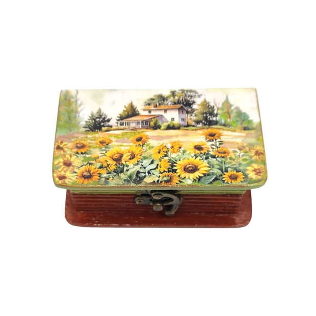 Cutie lemn tip carte cu floarea soarelui, 4493