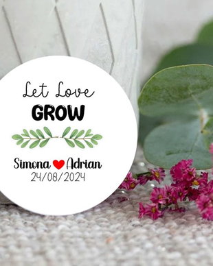 Stickere marturii nunta Let love grow