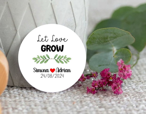 Stickere marturii nunta Let love grow