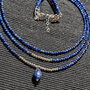 Colier argint X3 lapis lazuli picatura charm minimalist boho chic trendy cadou - Transport gratuit