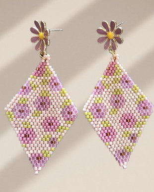 Cercei romb cu model floral
