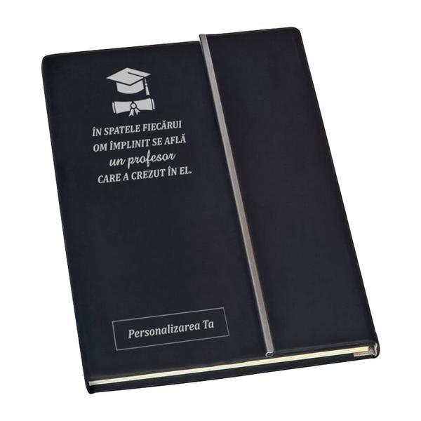 Agenda neagra nedatata, A5, Piksel, Absolvire, profesori, cauciucata, inchidere magnetica, 192 pagini