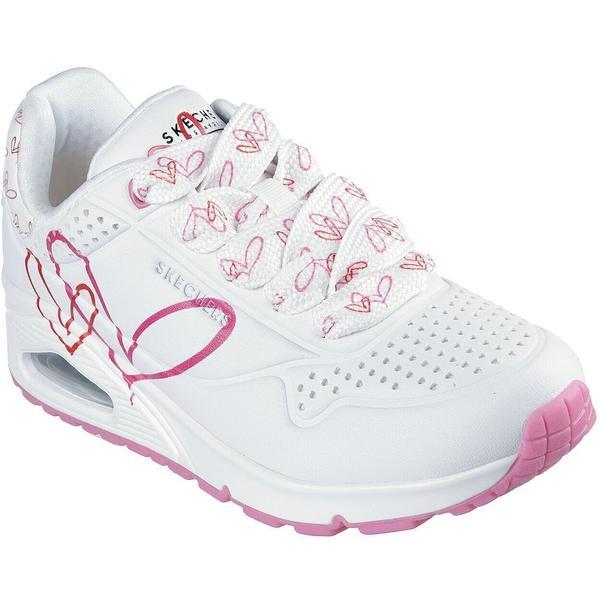 Pantofi sport femei Skechers Uno - Twin Hearts 177924-WRPK, 38, Alb