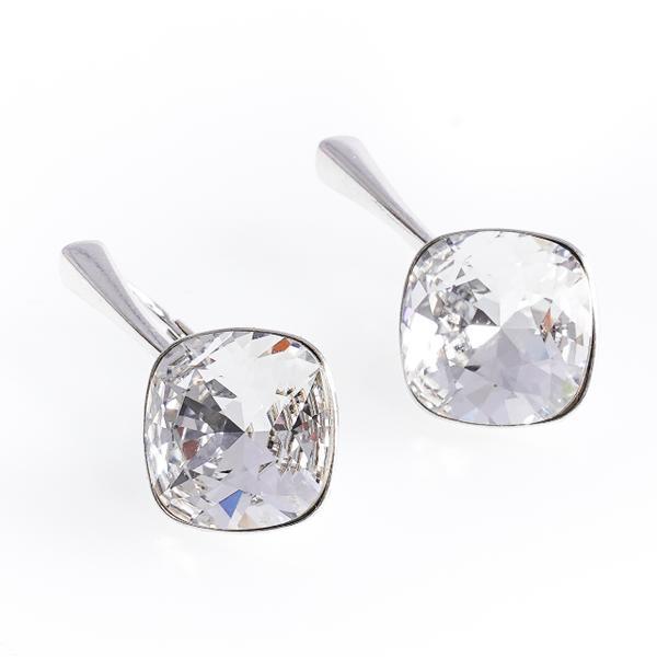 Cercei Argint 925, Swarovski cristal alb romb