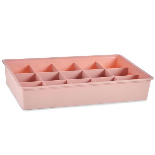 Organizator sertar cu 15 diviziuni, roz, 49 x 33 x 9 cm