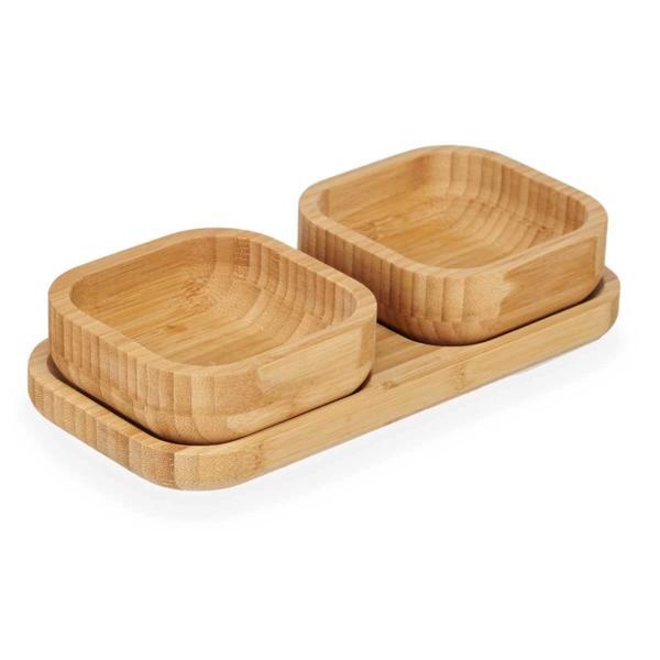 Set 3 piese din bambus pentru aperitive, 11 x 23 x 4.5 cm