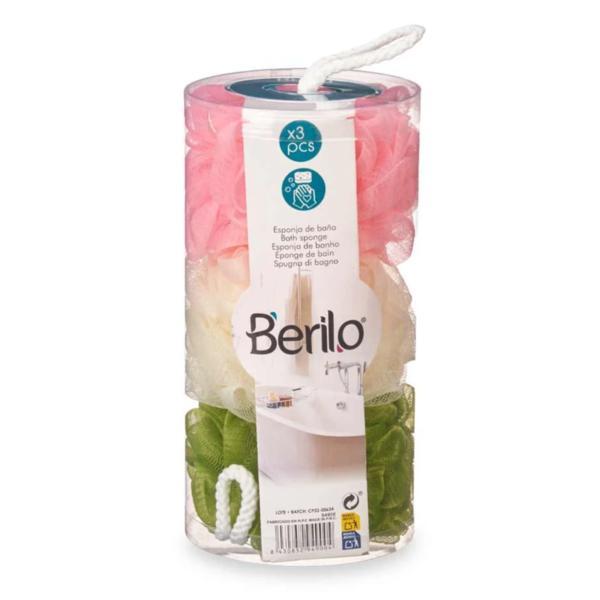 Set 3 bureti baie pentru exfoliere cu suport, 11 x 11 x 21.5 cm