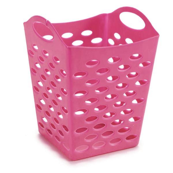 Cos patrat multifunctional din plastic, 13x13x17 cm, roz