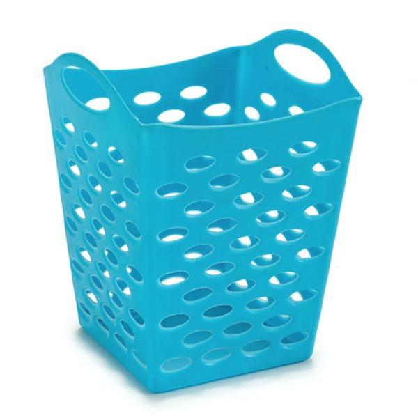 Cos patrat multifunctional din plastic, 13x13x17 cm, albastru