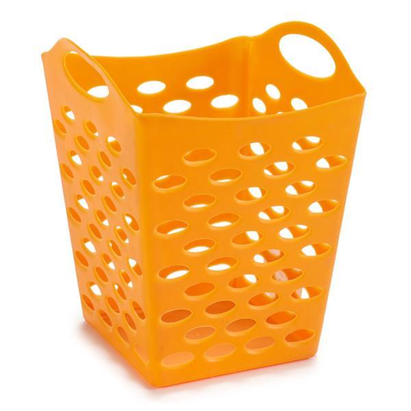 Cos patrat multifunctional din plastic, 13x13x17 cm, portocaliu