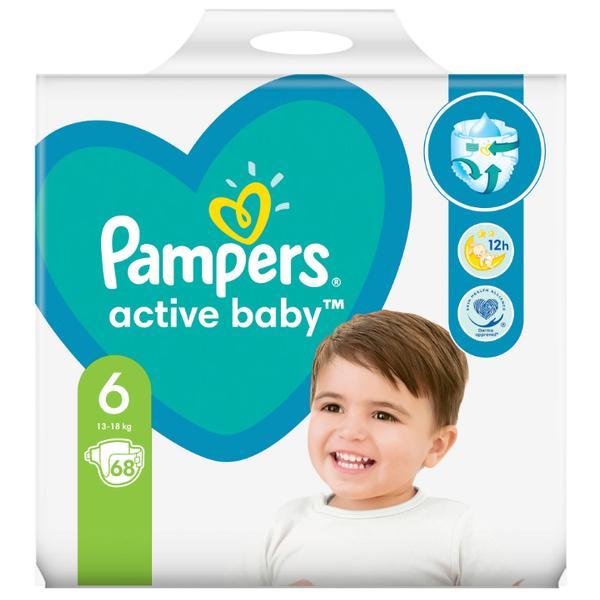 SHORT LIFE - Scutece pentru Bebelusi - Pampers Active Baby, marimea 6 (13-18 kg), 68 buc
