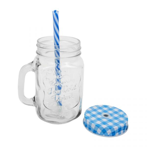 Borcan limonada cu pai, sticla/metal, transparent, 450 ml