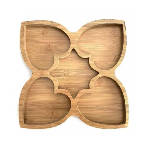 Farfurie compartimentata, model stea, bambus, 24x24x1.5cm