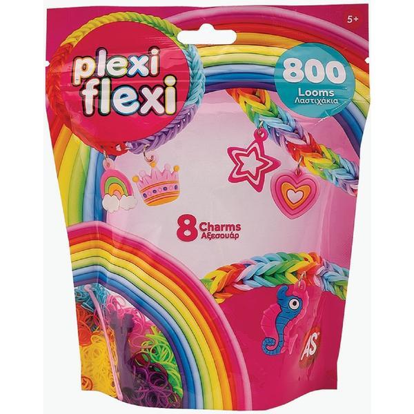 Set Plexi Flexi. 800 elastice din cauciuc si 8 accesorii. Roz
