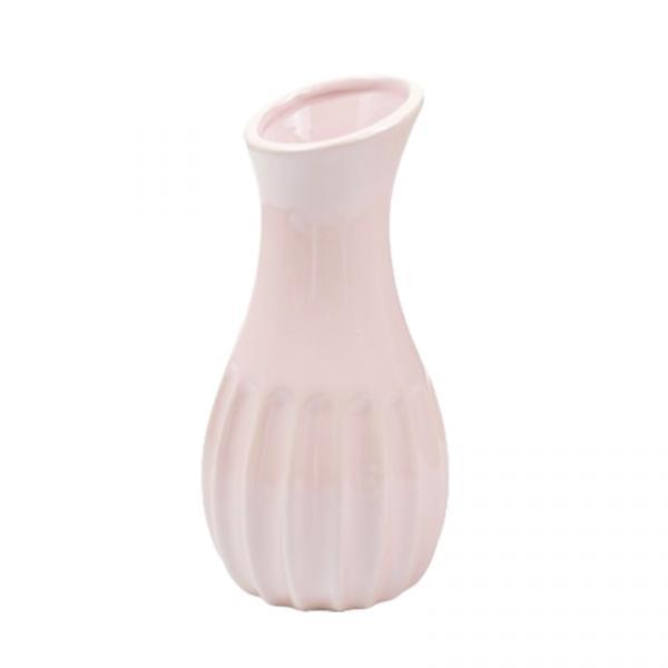 Vaza decorativa, ceramica, roz, 18x7.5 cm