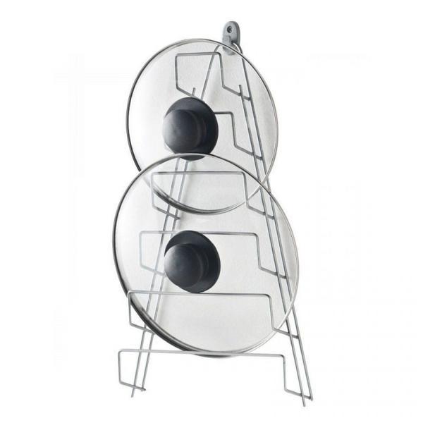 Suport capace, 5 compartimente, montare pe usa, metal, argintiu, 42x23x7 cm