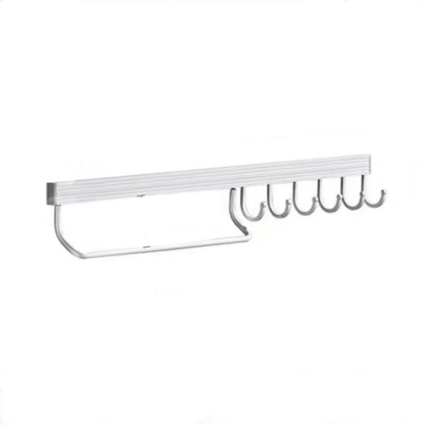 Cuier pentru ustensile bucatarie, aluminiu, argintiu, 50x10 cm