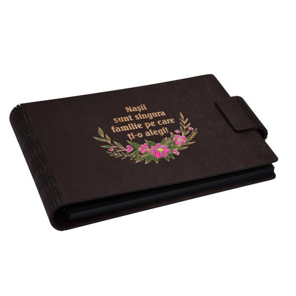 Album foto A5 personalizat, din lemn, Wenge, Piksel, GuestBook, mesaj Nasi, pictat