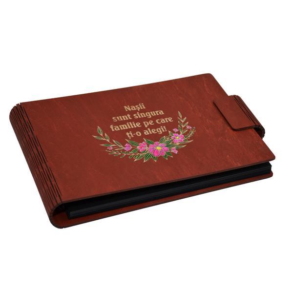 Album foto A5 personalizat, din lemn, Rosu, Piksel, GuestBook, mesaj Nasi, pictat