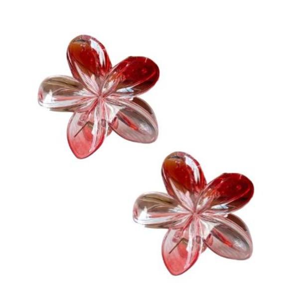 Set 2 clamite de par, model floare, plastic, multicolor