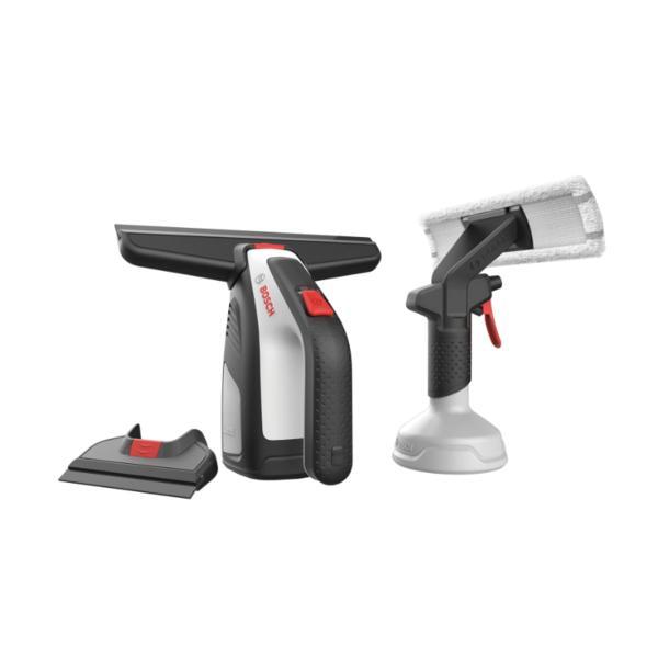 Aspirator de geam Bosch GlassVAC, 3.6V Li-Ion, Usb Charge, 30 Min, 0.1 L, cap de aspirare mare si mic, aplicator, Negru/Gri