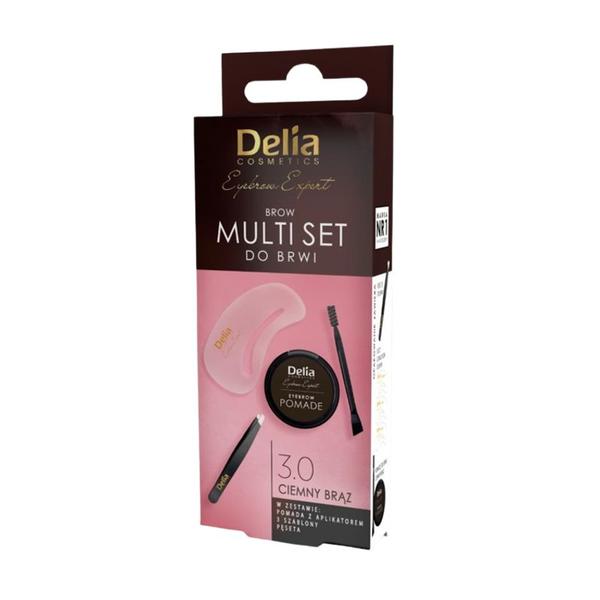 Set Multifunctional pentru Sprancene - Delia Cosmetics, nuanta 3.0 Dark Brown, 4 ml