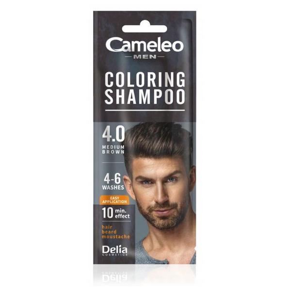 Sampon Nuantator pentru Barbati - Delia Cosmetics Cameleo Men Coloring Shampoo, nuanta 4.0 Medium Brown, plic 15 ml