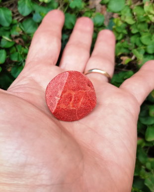 Inel Coral fatetat si Argint 925 - IN990 - Inel caramiziu reglabil, inel rotund, inel cadou, cadou sotie, cadou 8 martie, cadou Craciun, cadou romantic