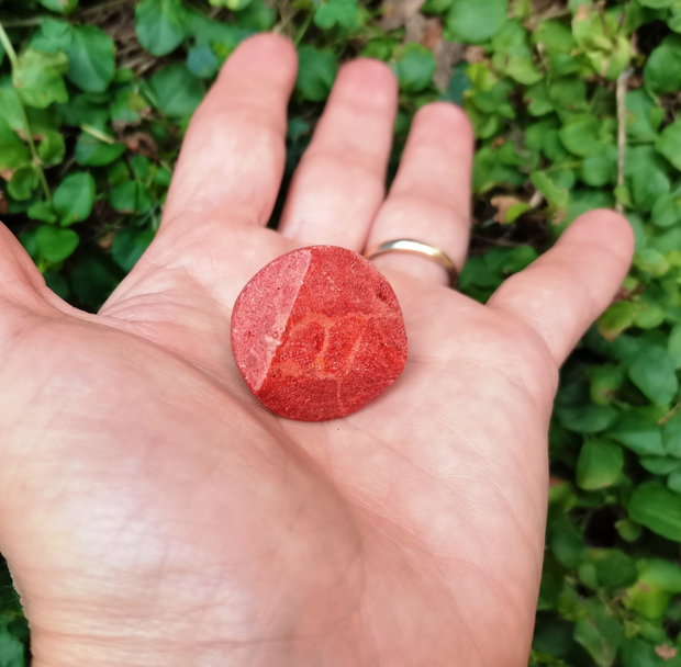 Inel Coral fatetat si Argint 925 - IN990 - Inel caramiziu reglabil, inel rotund, inel cadou, cadou sotie, cadou 8 martie, cadou Craciun, cadou romantic