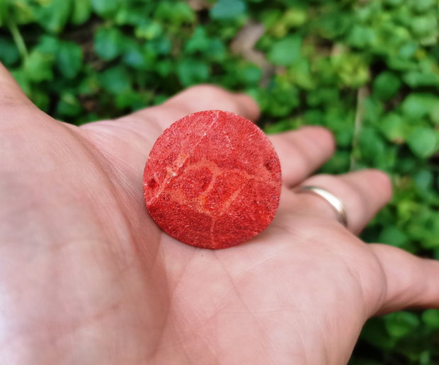 Inel Coral fatetat si Argint 925 - IN990 - Inel caramiziu reglabil, inel rotund, inel cadou, cadou sotie, cadou 8 martie, cadou Craciun, cadou romantic