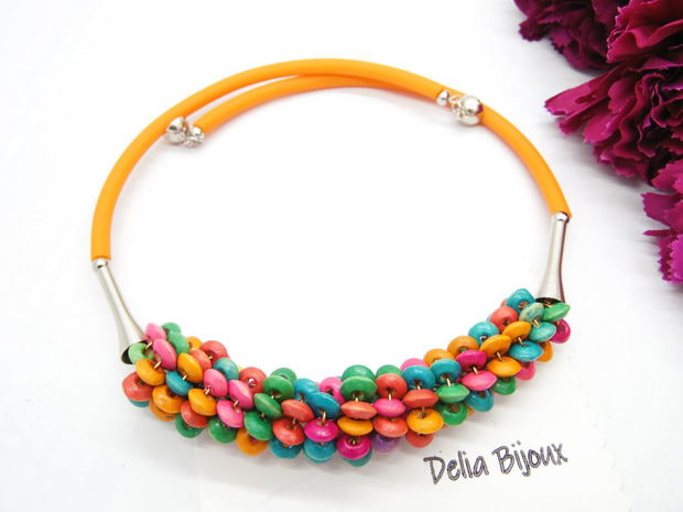 Colier statement handmade unicat - lemn (cod1241)