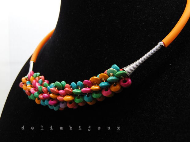 Colier statement handmade unicat - lemn (cod1241)