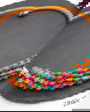 Colier statement handmade unicat - lemn (cod1241)