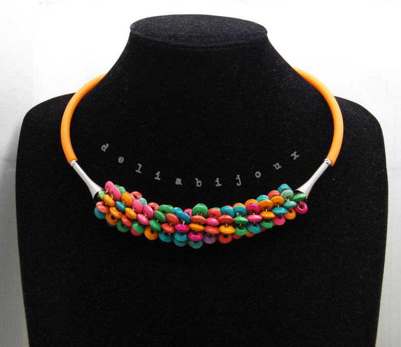 Colier statement handmade unicat - lemn (cod1241)
