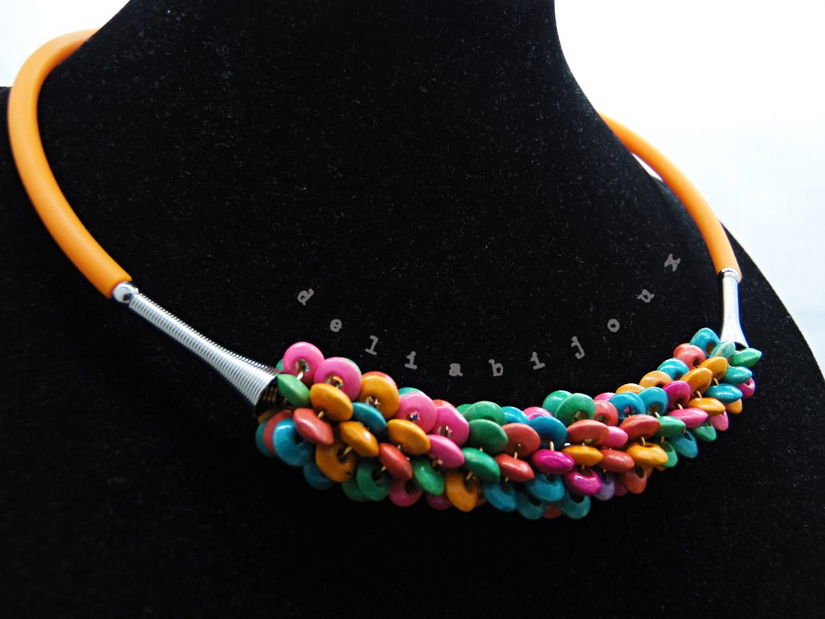 Colier statement handmade unicat - lemn (cod1241)