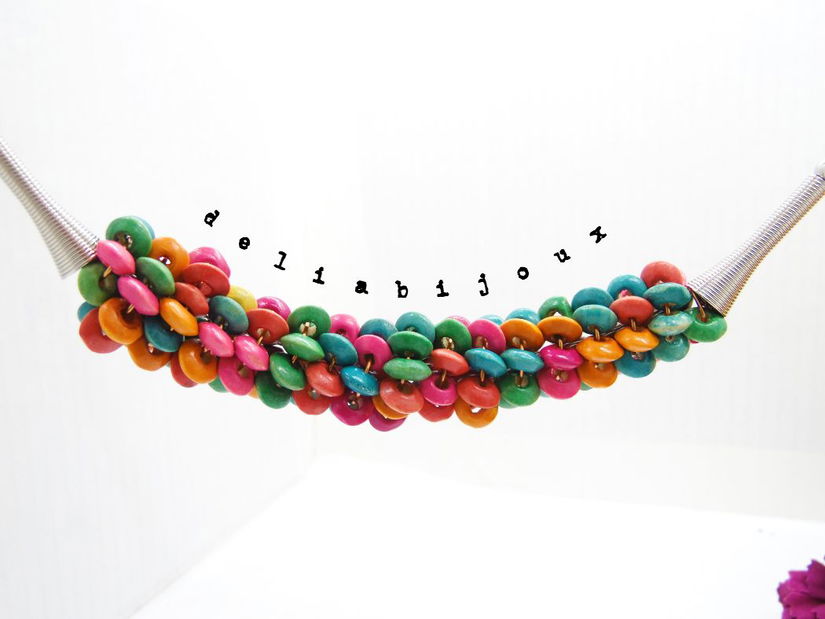 Colier statement handmade unicat - lemn (cod1241)