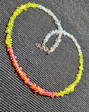 Colier argint opal de foc etiopian chips lustruit lucios minimalist boho chic trendy - Transport gratuit
