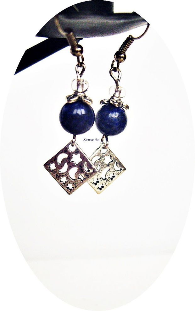 cercei cu lapis lazuli , stele si luna