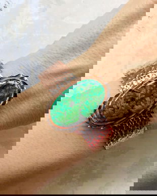 Bratara vintage cupru & malachit natural