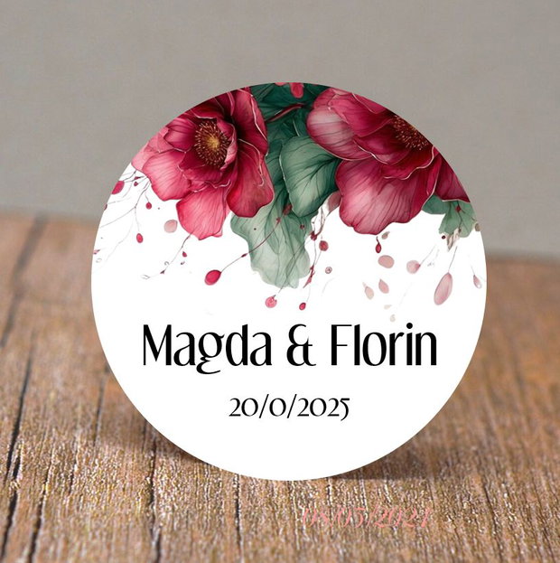 Etichete mărturii nuntă Romantic rose