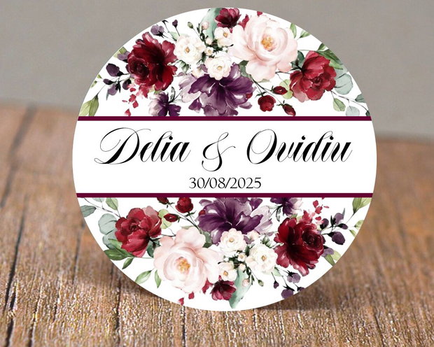Etichete mărturii nuntă Romantic rose