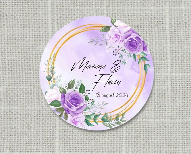 Etichete mărturii nuntă Romantic rose