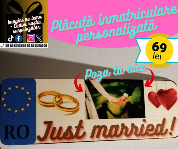 Plăcuță auto miri personalizată