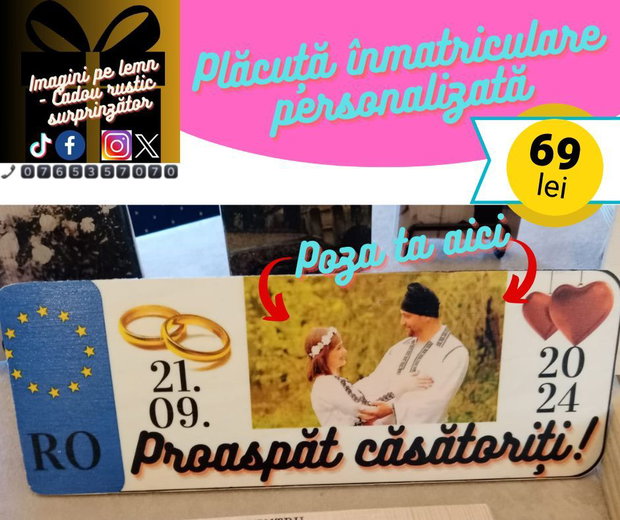 Plăcuță auto miri personalizată