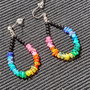 Cercei argint opal de foc chips curcubeu rainbow chips lustruit lucios onix negru minimalisti creole boho chic multicolori trendy - Transport gratuit