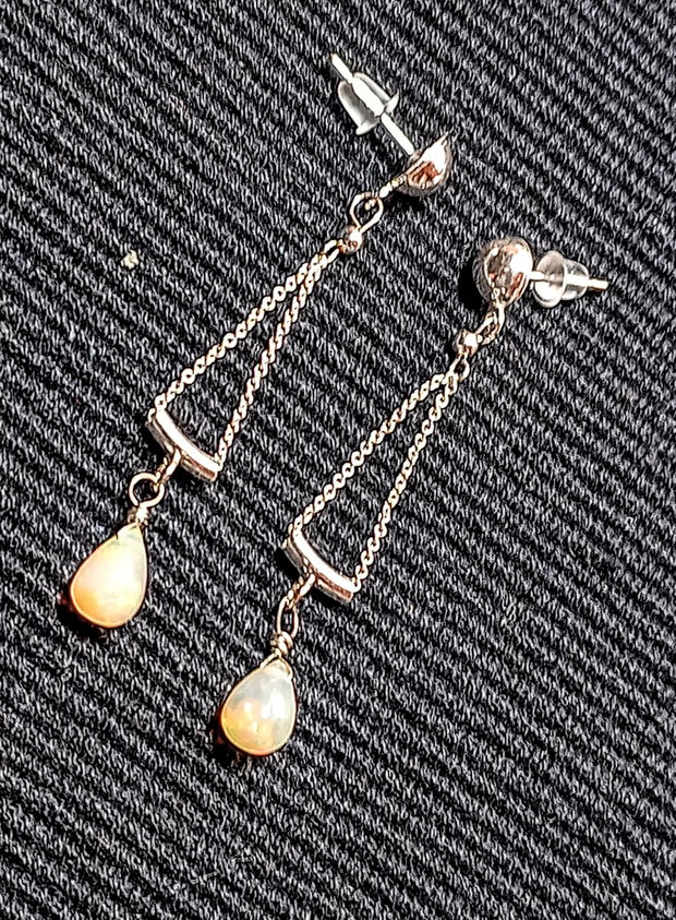 Cercei argint opal de foc etiopian picatura lant argint minimalisti boho chic trendy - Transport gratuit