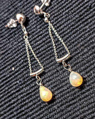 Cercei argint opal de foc etiopian picatura lant argint minimalisti boho chic trendy - Transport gratuit