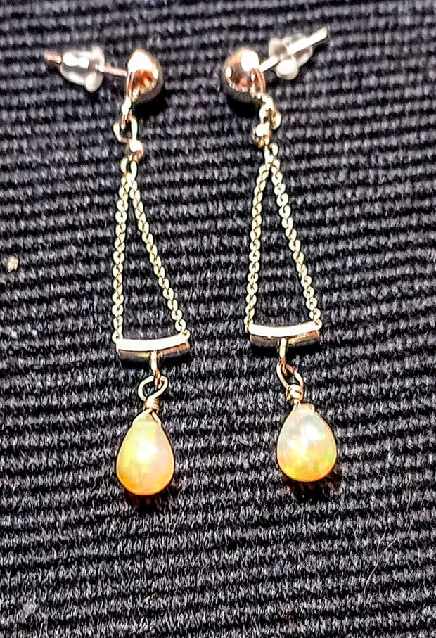 Cercei argint opal de foc etiopian picatura lant argint minimalisti boho chic trendy - Transport gratuit