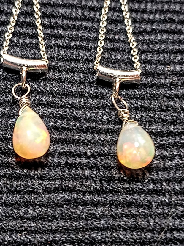 Cercei argint opal de foc etiopian picatura lant argint minimalisti boho chic trendy - Transport gratuit
