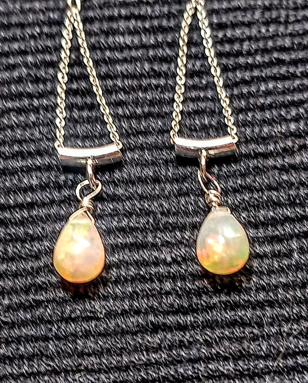 Cercei argint opal de foc etiopian picatura lant argint minimalisti boho chic trendy - Transport gratuit